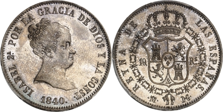 Isabelle II (1833-1868) - 10 réales - 1840 DG Madrid