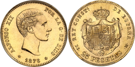 Alphonse XII (1874-1885) - 25 pesetas or - 1878 DE M Madrid