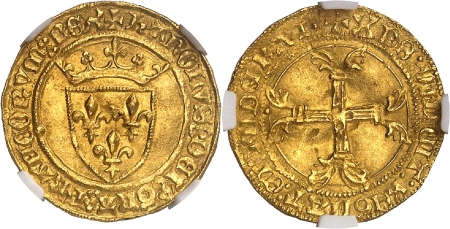 Charles VII (1422-1461)  - 1/2 écu d'or à la couronne - 2ème émission du 12 août 1445 - Point 18ème Paris