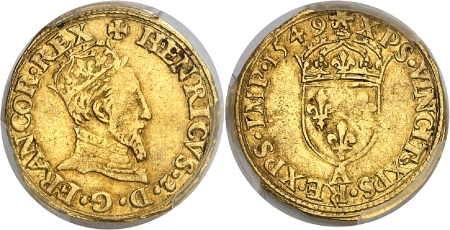 Henri II (1547-1559) - 1/2 écu d'or à l'effigie - 1549 A Paris