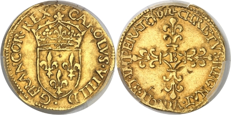Charles IX (1560-1574) - 1/2 écu d’or au soleil - 1561 B Rouen