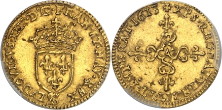 Louis XIII (1610-1643) - 1/2 écu d’or au soleil - 1613 A Paris