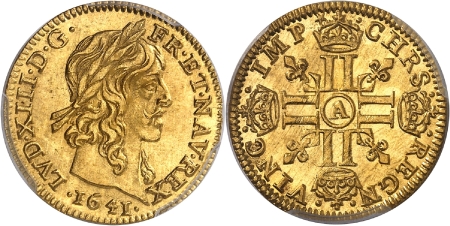 Louis XIII (1610-1643) - 1/2 louis d'or à la mèche longue - 1641 A Paris