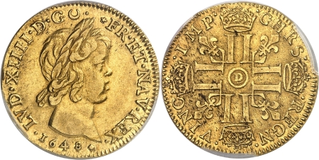 Louis XIV (1643-1715) - Double louis à la mèche courte - 1648/4 D Lyon