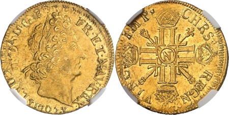 Louis XIV (1643-1715)  - Double louis d'or aux 8 L et aux insignes - 1702 N Montpellier - Réformation