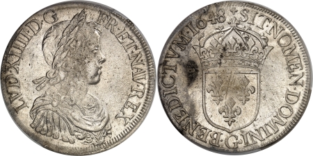 Louis XIV (1643-1715)  - Ecu à la mèche longue - 1648 G Poitiers