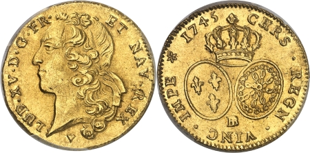 Louis XV (1715-1774) - Double louis d'or au bandeau - 1745 BB Strasbourg