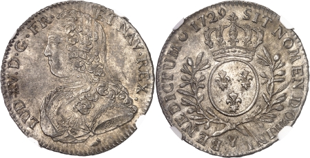 Louis XV (1715-1774) - 1/2 écu aux branches d’olivier - 1729 Y Bourges
