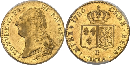 France Louis XVI (1774-1792) Double louis d'or à la tête nue - 1786 D Lyon - 1er semestre