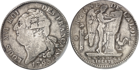 Constitution (1791-1792) - Ecu de 6 livres type "Français" - 1793 BB Strasbourg An 5 - 1er semestre