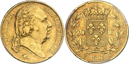 Louis XVIII (1814-1824) - 20 francs or - 1823 W Lille