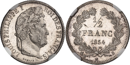 Louis-Philippe (1830-1848) - 1/2 franc - 1834 B Rouen