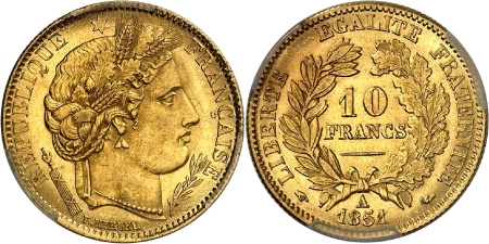 IIème République (1848-1852) - 10 francs or - 1851 A Paris