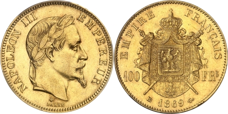Napoléon III (1852-1870) - 100 francs or - 1869 BB Strasbourg