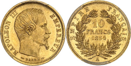 Napoléon III (1852-1870) - 10 francs or petit module - 1854 A Paris