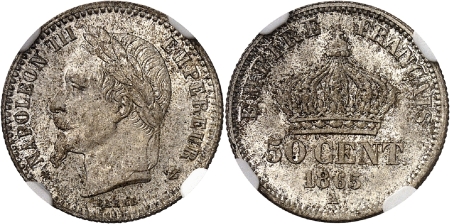 Napoléon III (1852-1870) - 50 centimes - 1865 A Paris
