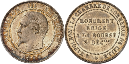 Napoléon III (1852-1870) - Epreuve sur flan bruni en argent du 10 centimes (module) - 1854