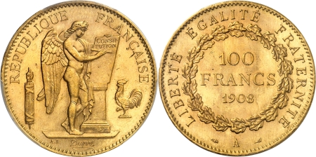 IIIème République (1871-1940) - 100 francs or Génie - 1908 A Paris
