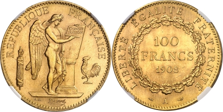 IIIème République (1871-1940) - 100 francs or Génie - 1908 A Paris