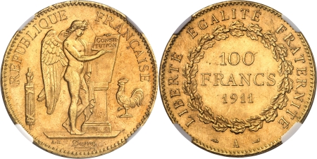 IIIème République (1871-1940) - 100 francs or Génie - 1911 A Paris