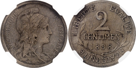 IIIème République (1871-1940) - Epreuve sur flan bruni mat de la 2 centimes Dupuis - 1898