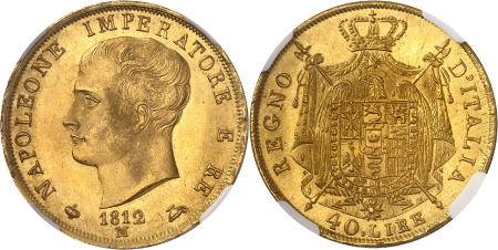 Italie - Lombardie Napoléon Ier (1805-1814) 40 lires or - 1812 M Milan