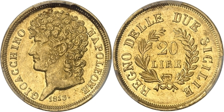 Italie - Naples Murat (1808-1815) 20 lires or - 1813