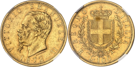Italie Victor-Emmanuel II (1861-1878)  100 lires or - 1872 R Rome