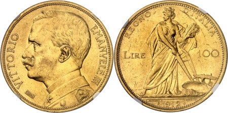 Italie Victor-Emmanuel III (1900-1946) 100 lires or - 1912 R Rome