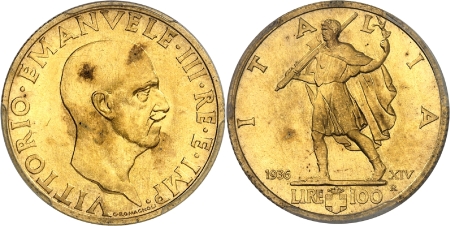 Italie Victor-Emmanuel III (1900-1946) 100 lires or - 1936 An XIV R Rome
