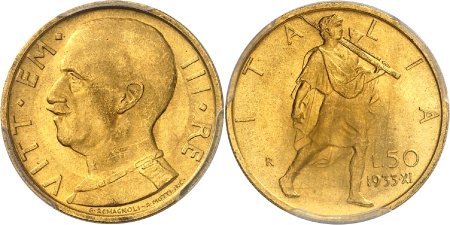 Italie Victor-Emmanuel III (1900-1946)  50 lires or - 1933 An XI R Rome