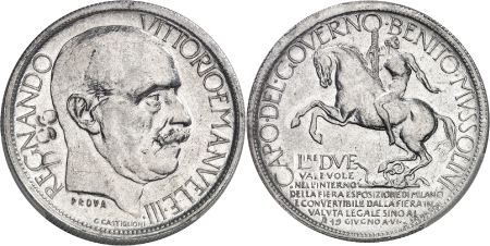 Italie Victor-Emmanuel III (1900-1946)  Essai en aluminium de la 2 lires - Non daté (1928) Milan