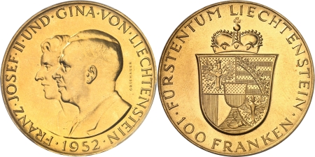François Joseph II (1938-1990) - Coffret officiel contenant une 100 francs or - 1952 (Berne)