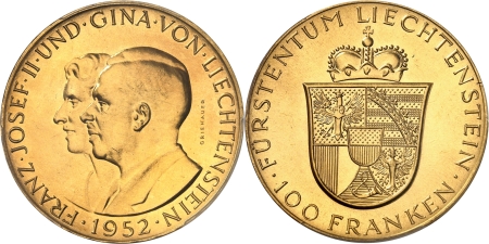 François Joseph II (1938-1990) - Coffret officiel contenant une 100 francs or - 1952 (Berne)