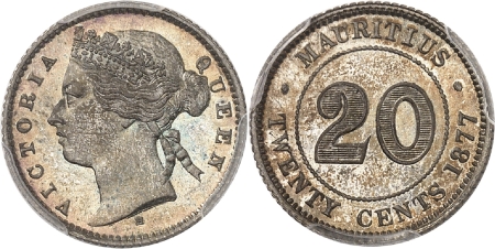 Victoria (1837-1901) - Epreuve sur flan bruni du 20 cent - 1877 H Heaton
