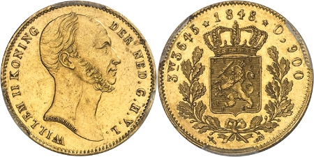 as - Guillaume II (1840-1849) - 5 gulden or - 1848