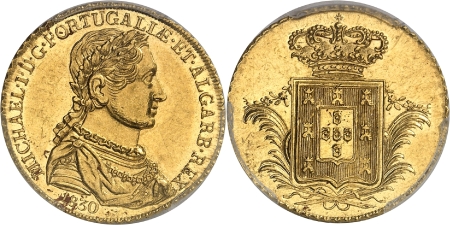 Michel Ier (1828-1834) - 1 peça or ou 7.500 reis or - 1830 Lisbonne