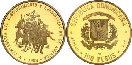 (1865-1916/1924 à nos jours) - Epreuve sur flan bruni du 100 pesos or - 1989