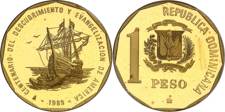 (1865-1916/1924 à nos jours) - Epreuve sur flan bruni du peso or - 1989