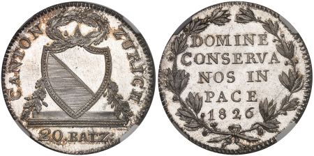 Canton de Zurich - 20 batz - 1826  - D’une qualité hors norme.