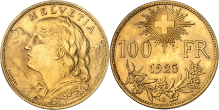 Confédération Suisse (1848 à nos jours) - 100 francs or - 1925 B Berne