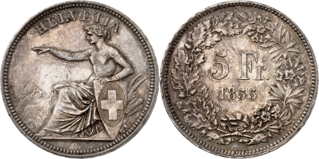 Confédération suisse (1848 à nos jours) - 5 francs - 1855 Soleure