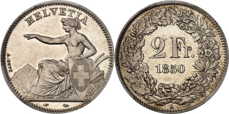 Confédération suisse (1848 à nos jours) - Epreuve du 2 Francs - 1850 A Paris