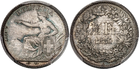 Confédération suisse (1848 à nos jours) - 1/2 franc - 1850 A Paris