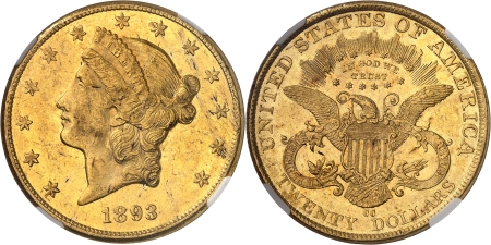 République fédérale (1789 à nos jours) - 20 dollars or - 1893 CC Carson City