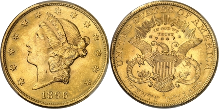 République fédérale (1789 à nos jours) - 20 dollars or - 1896 S San Francisco