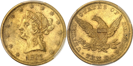 République fédérale (1789 à nos jours)  - 10 dollars or - 1861 Philadelphie