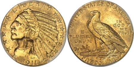 République fédérale (1789 à nos jours) - 5 dollars or - 1911 D Denver