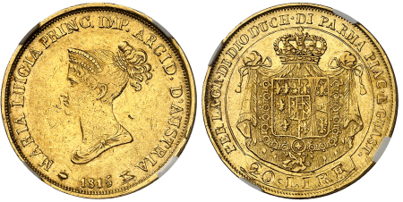 20 lires or 1815 Milan - NGC XF 45