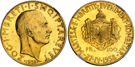 Albanie - 100 francs en or - 1938 R Rome - NGC MS 63